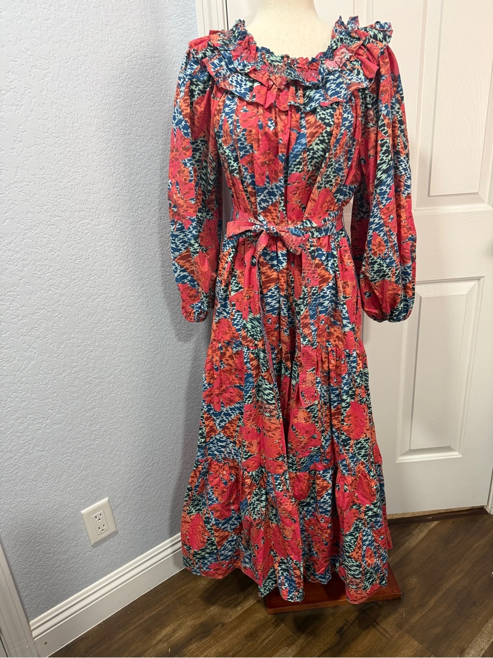 Ulla Johnson Beatrix Prism Floral Maxi Dress Size 6 Belted Ruffle Boho Luxury - Picture 8 of 16